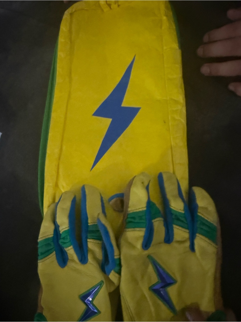 BruceBolt Yellow & Green Kids Batting Gloves - Youth Medium - Picture 5 of 5